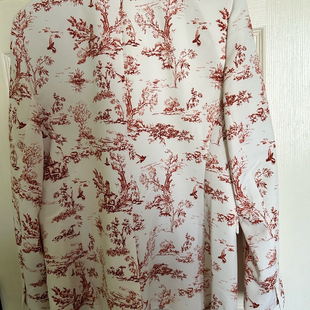 Bar III Cream Blazer with Rust Toile Print - Picture 3 of 4
